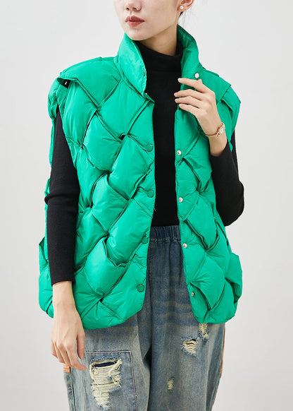 Grass Green Plaid Duck Down Down Vest Winter