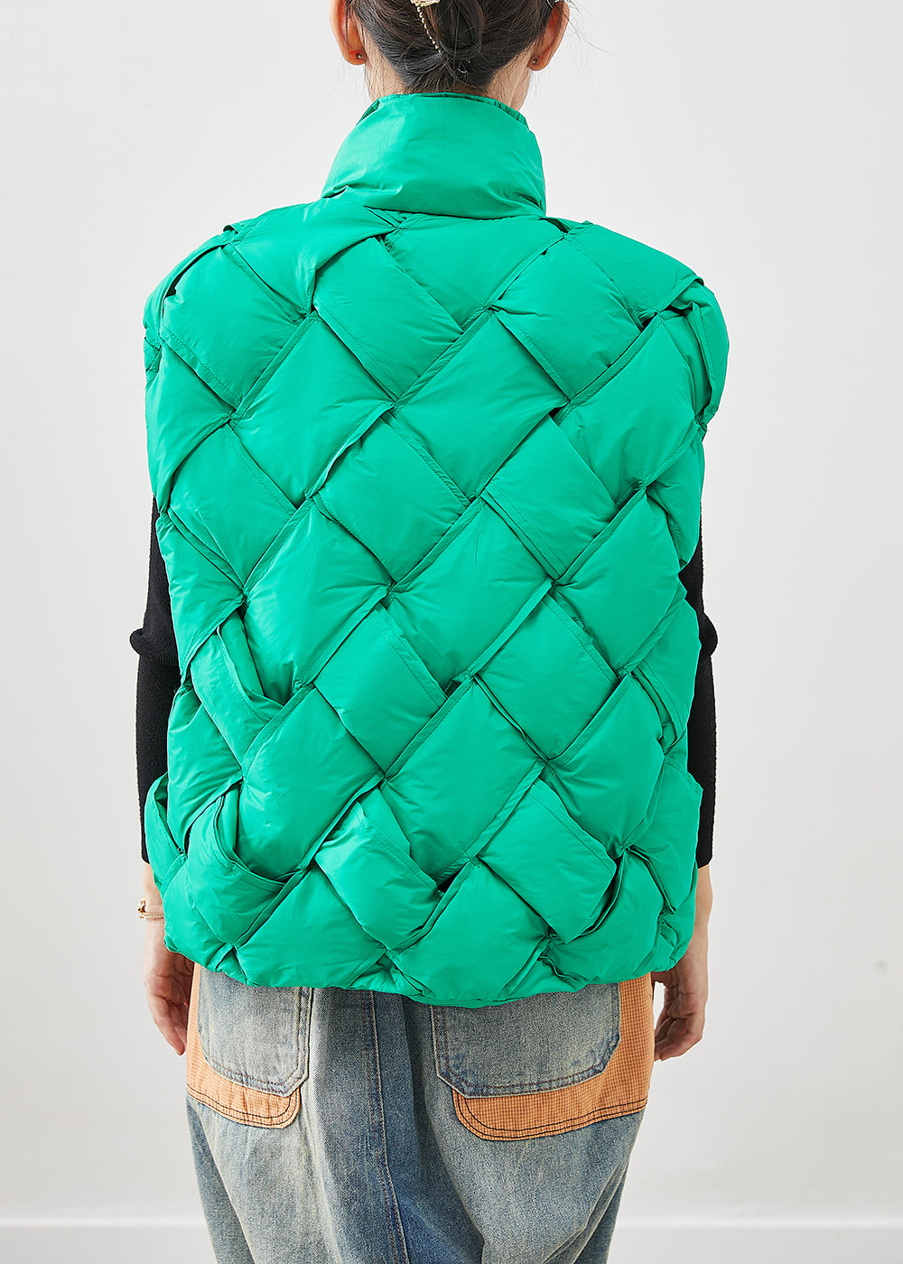 Grass Green Plaid Duck Down Down Vest Winter