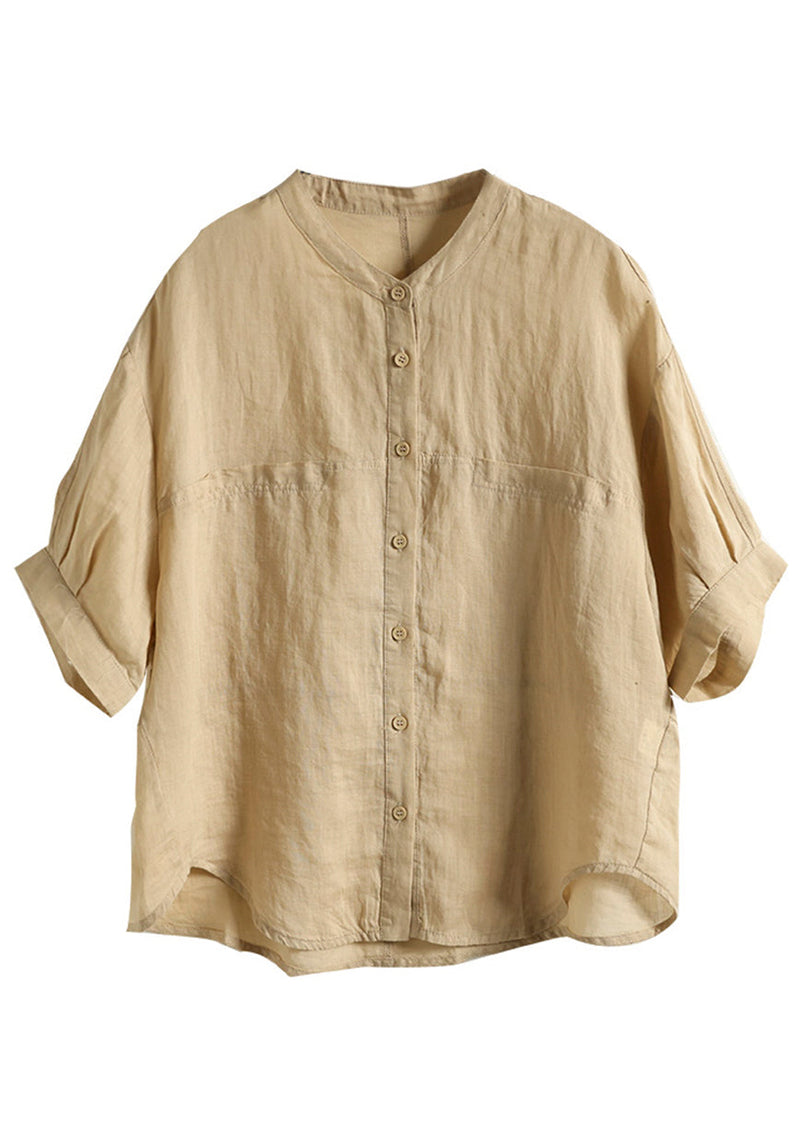 Green Oversized Linen Shirt Top Summer