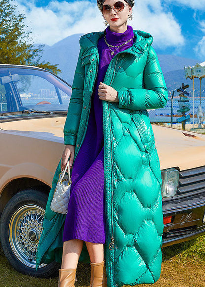 Green Zip Up Hooded Thick Duck Down Winter Coats Winter