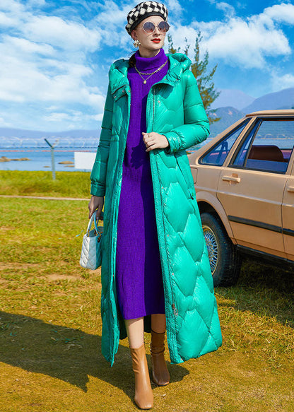Green Zip Up Hooded Thick Duck Down Winter Coats Winter