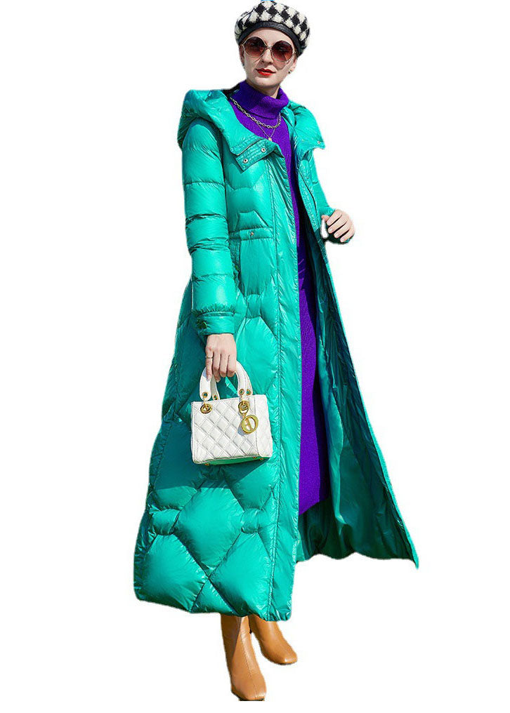 Green Zip Up Hooded Thick Duck Down Winter Coats Winter