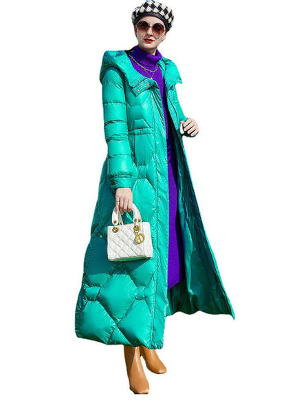 Green Zip Up Hooded Thick Duck Down Winter Coats Winter