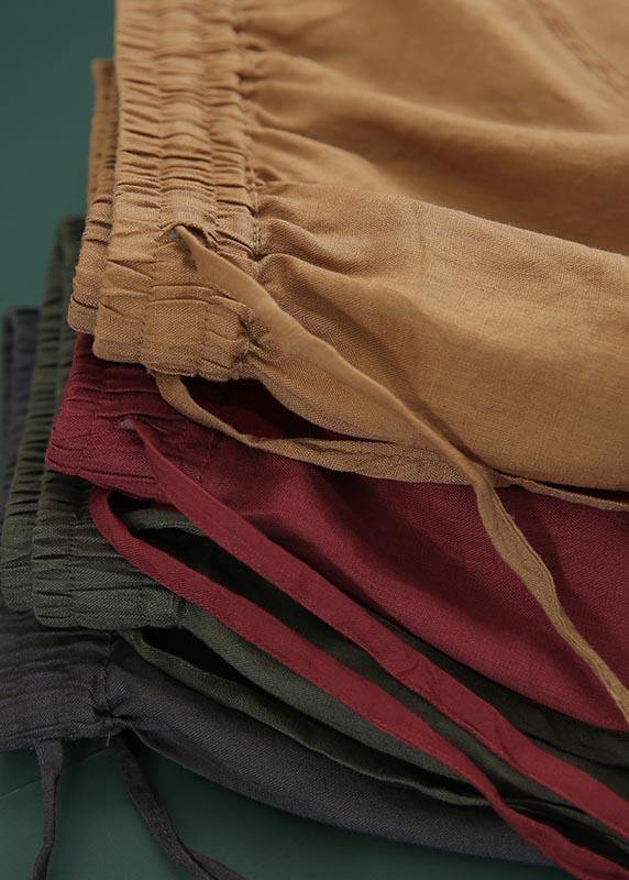 Grey Elastic Waist Skirt Summer Linen