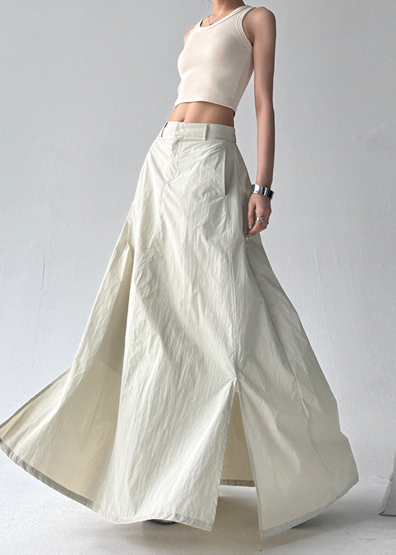 Grey Exra Large Hem Side Open a Line Skirt Summer