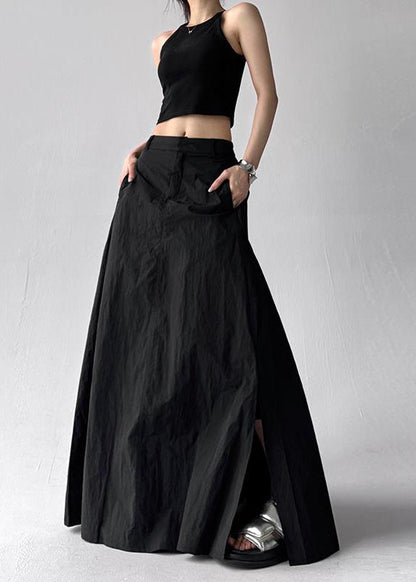 Grey Exra Large Hem Side Open a Line Skirt Summer