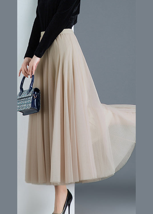 Grey Tulle Pleated a Line Fall Skirts