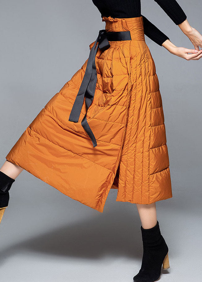 Orange Thick Warm Low High Design Winter Duck Down Skirts