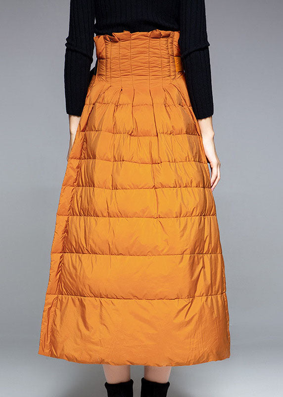 Orange Thick Warm Low High Design Winter Duck Down Skirts