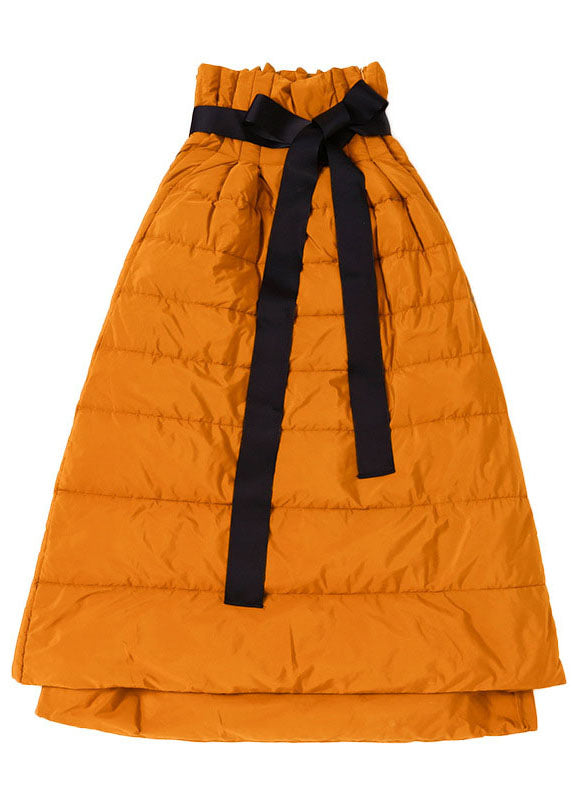 Orange Thick Warm Low High Design Winter Duck Down Skirts