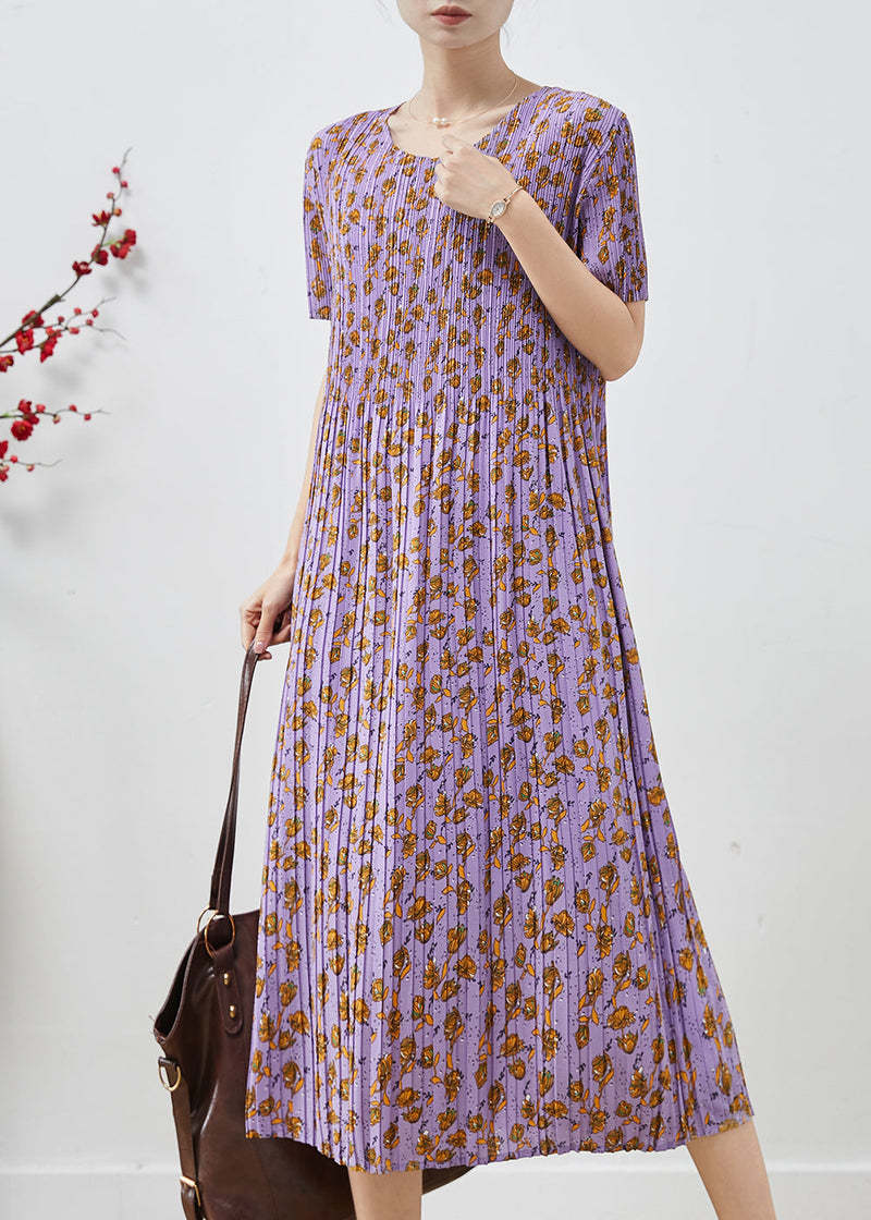 Lavender Oversized Print Chiffon Party Dress Summer