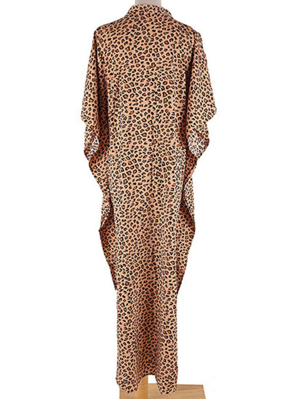 Leopard V Neck Print Long Holiday Dress Summer
