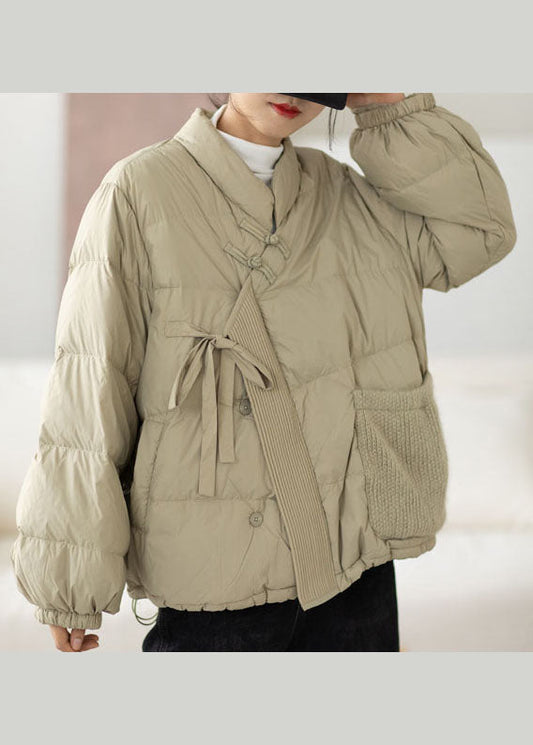 Light Green Cinched Pockets Duck Down Winter Down Coat