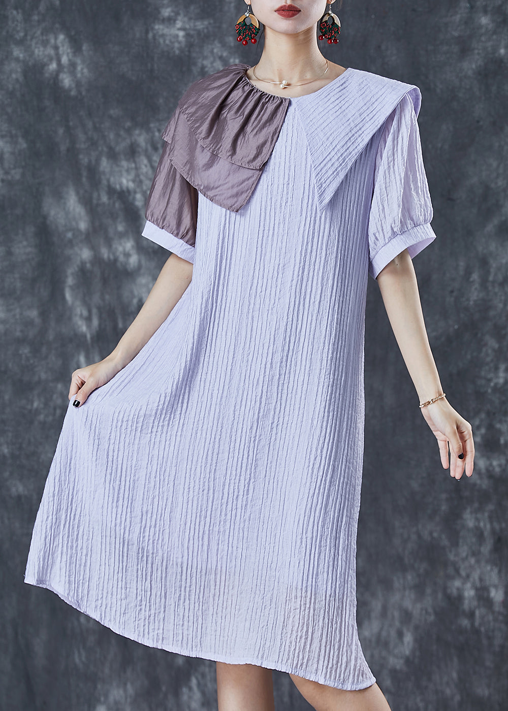 Light Purple Asymmetrical Wrinkled Party Dress Summer