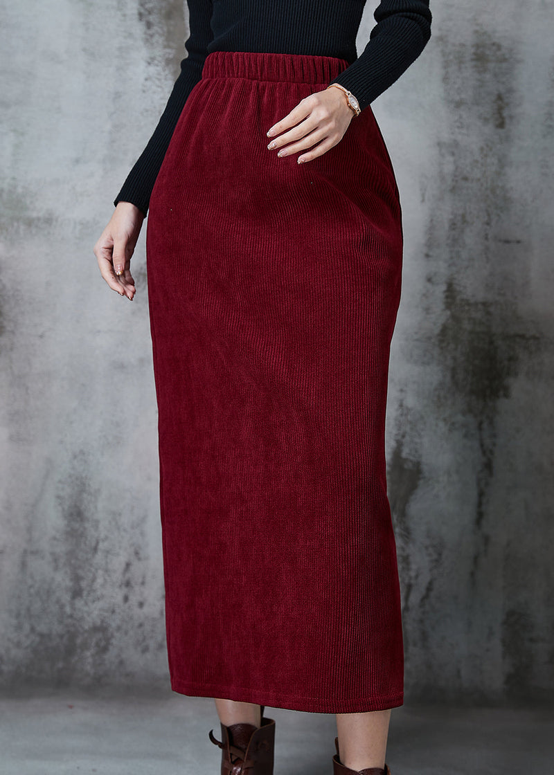 Mulberry Side Open Corduroy Wraped Skirt Spring
