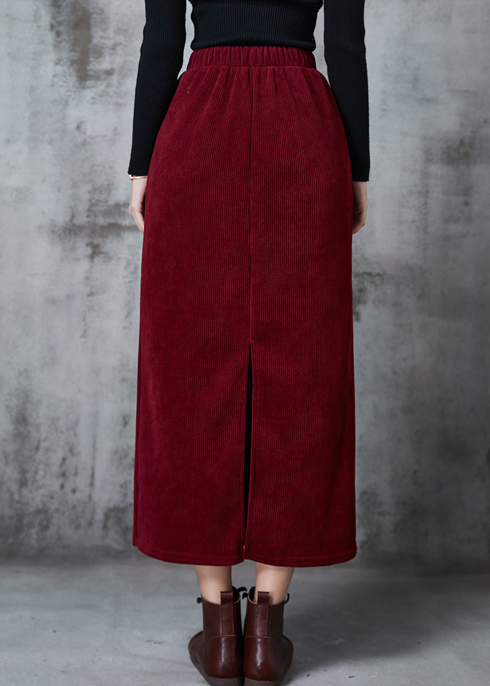 Mulberry Side Open Corduroy Wraped Skirt Spring
