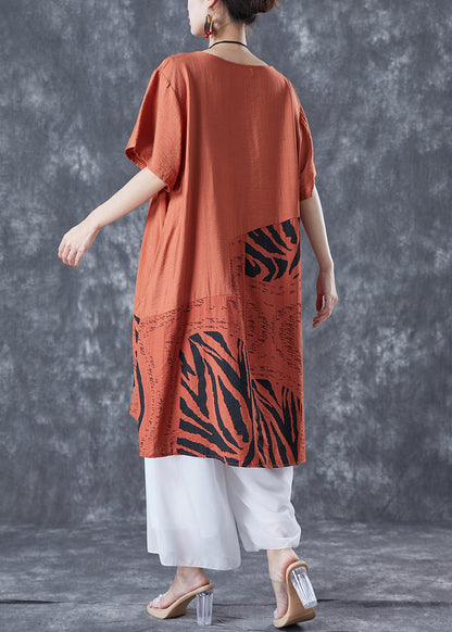 Orange Oversized Patchwork Cotton Dress Summer