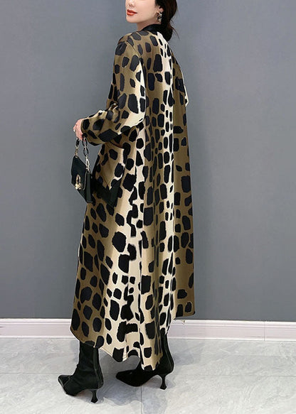 Oversized Leopard Print Silk Long Dress Spring
