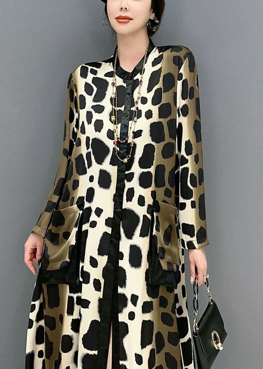 Oversized Leopard Print Silk Long Dress Spring