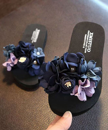 Pink Splicing Slide Sandals Peep Toe