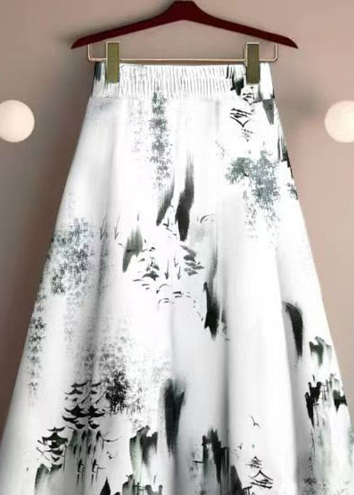 Print High Waist Cotton Skirt Summer