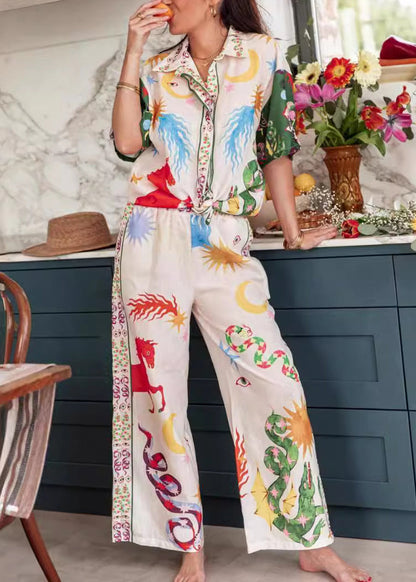 Print Tops and Pants Sets 2 Pieces Summer