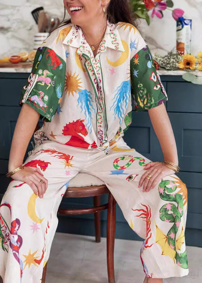 Print Tops and Pants Sets 2 Pieces Summer