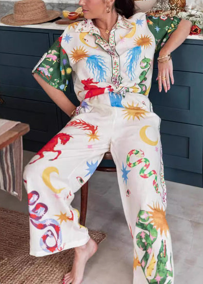 Print Tops and Pants Sets 2 Pieces Summer