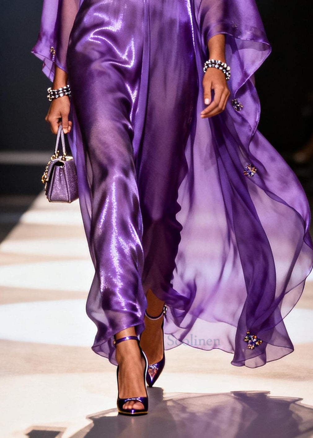 Purple Oversized Draping Chiffon Long Dresses Summer