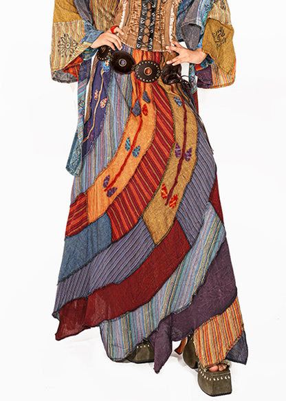 Rainbow Asymmetrical Print a Line Skirts