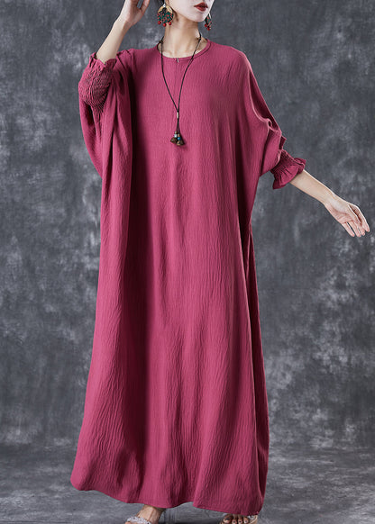 Red Oversized Lengthen Cotton Robe Dresses Fall
