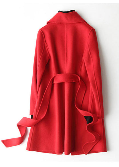 Red Turtleneck Woolen Coats Fall