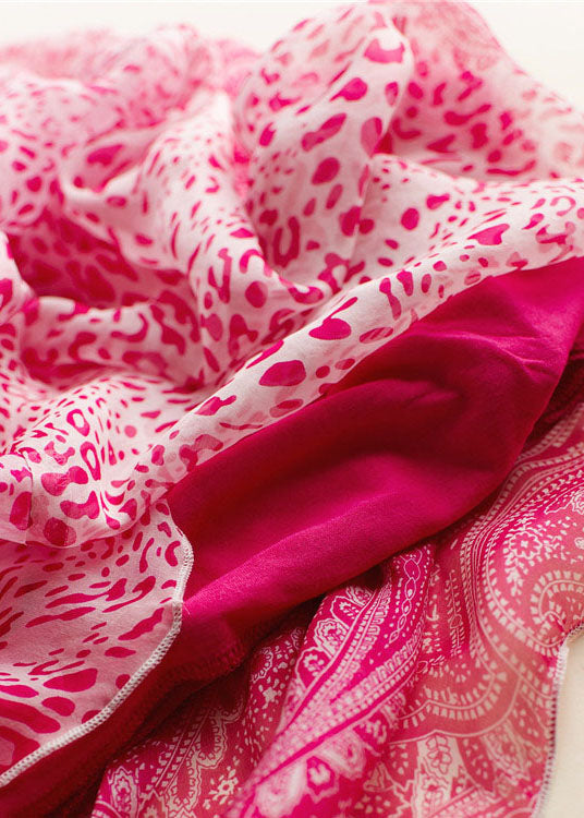 Rose Print Wrinkled Patchwork Silk Spaghetti Strap Dress Sleeveless