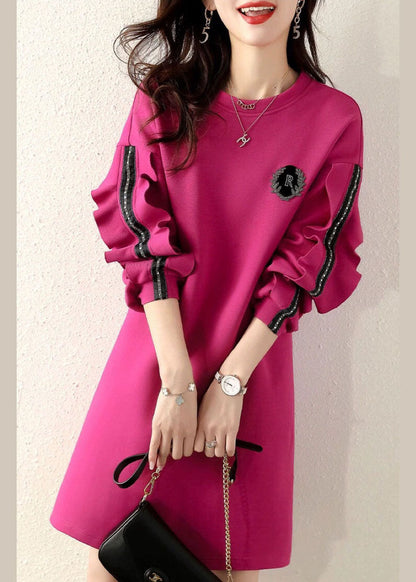 Rose Ruffled Patchwork Cotton Dress Spring