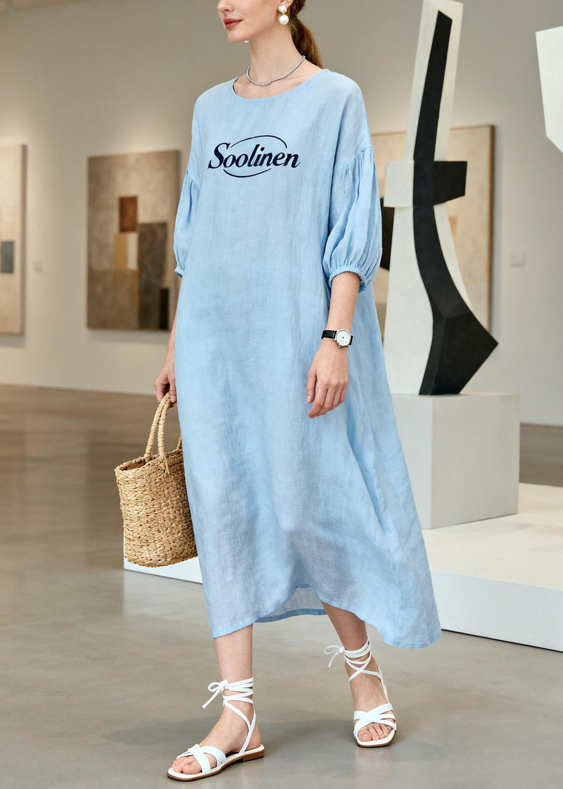 Sky Blue Oversized Cotton Vacation Dresses Summer