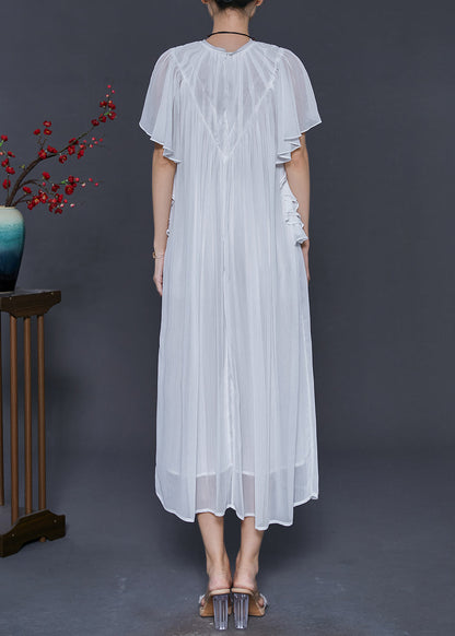 White Draping Chiffon Robe Dresses Cloak Sleeves