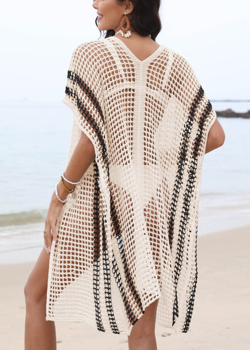 White Hollow Out Beach Bikini Knit Cover Up