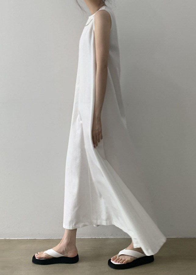 White Patchwork Cotton Dress Sleeveless