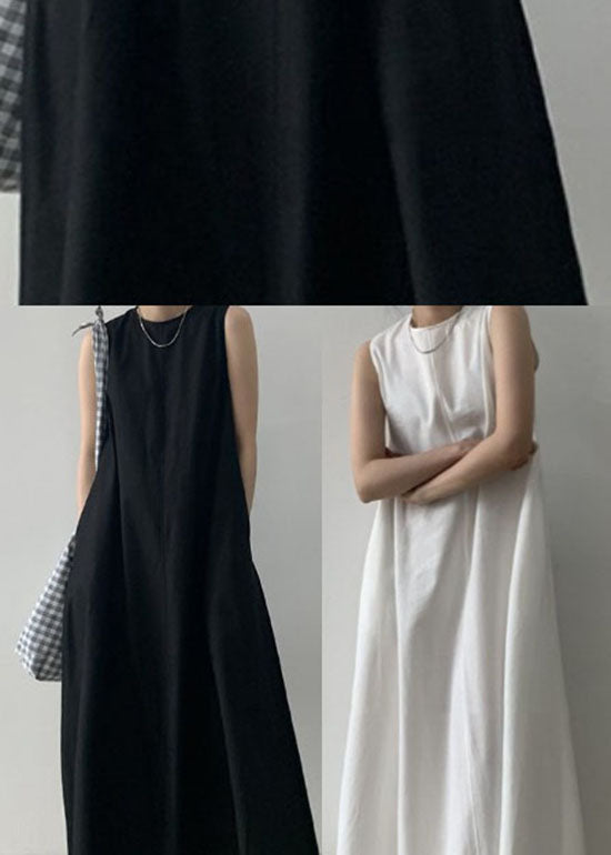 White Patchwork Cotton Dress Sleeveless