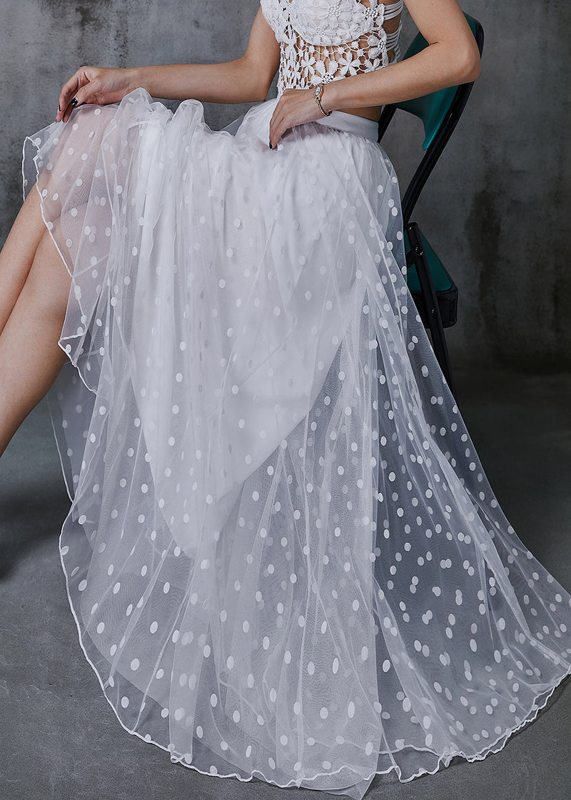 White Print Exra Large Hem Tulle Skirts Summer