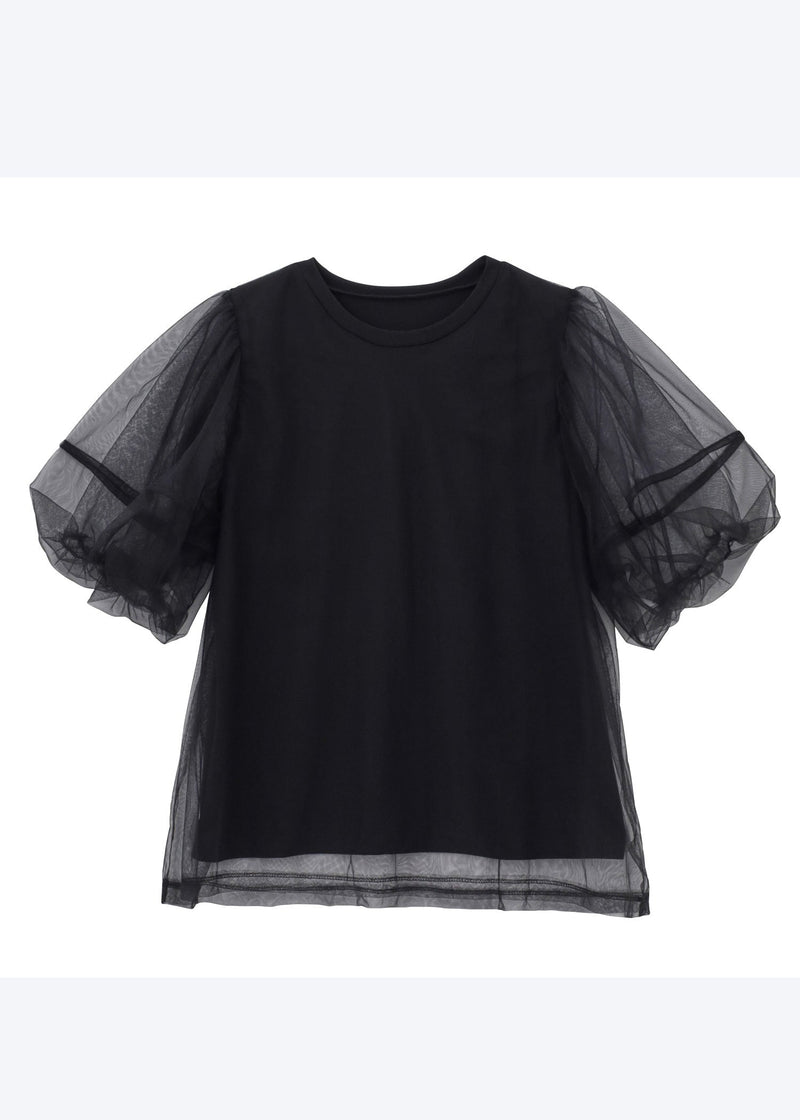 White Puff Sleeve Patchwork Tulle Tanks Summer