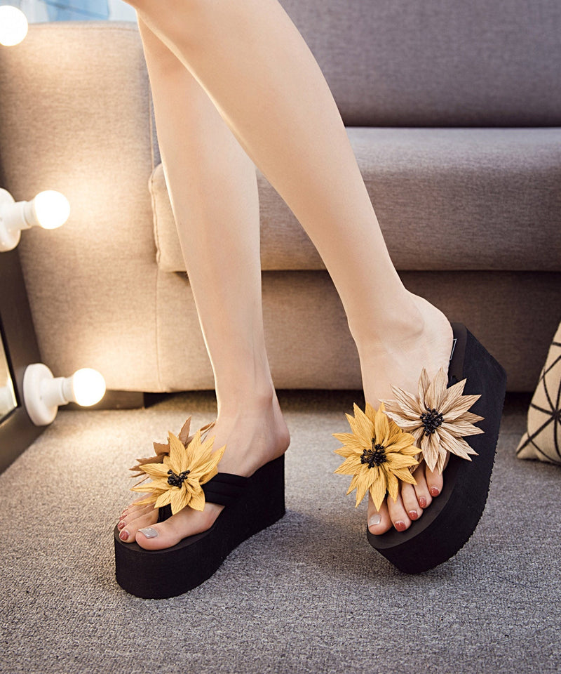 Yellow Peep Toe Cotton Fabric Slide Sandals