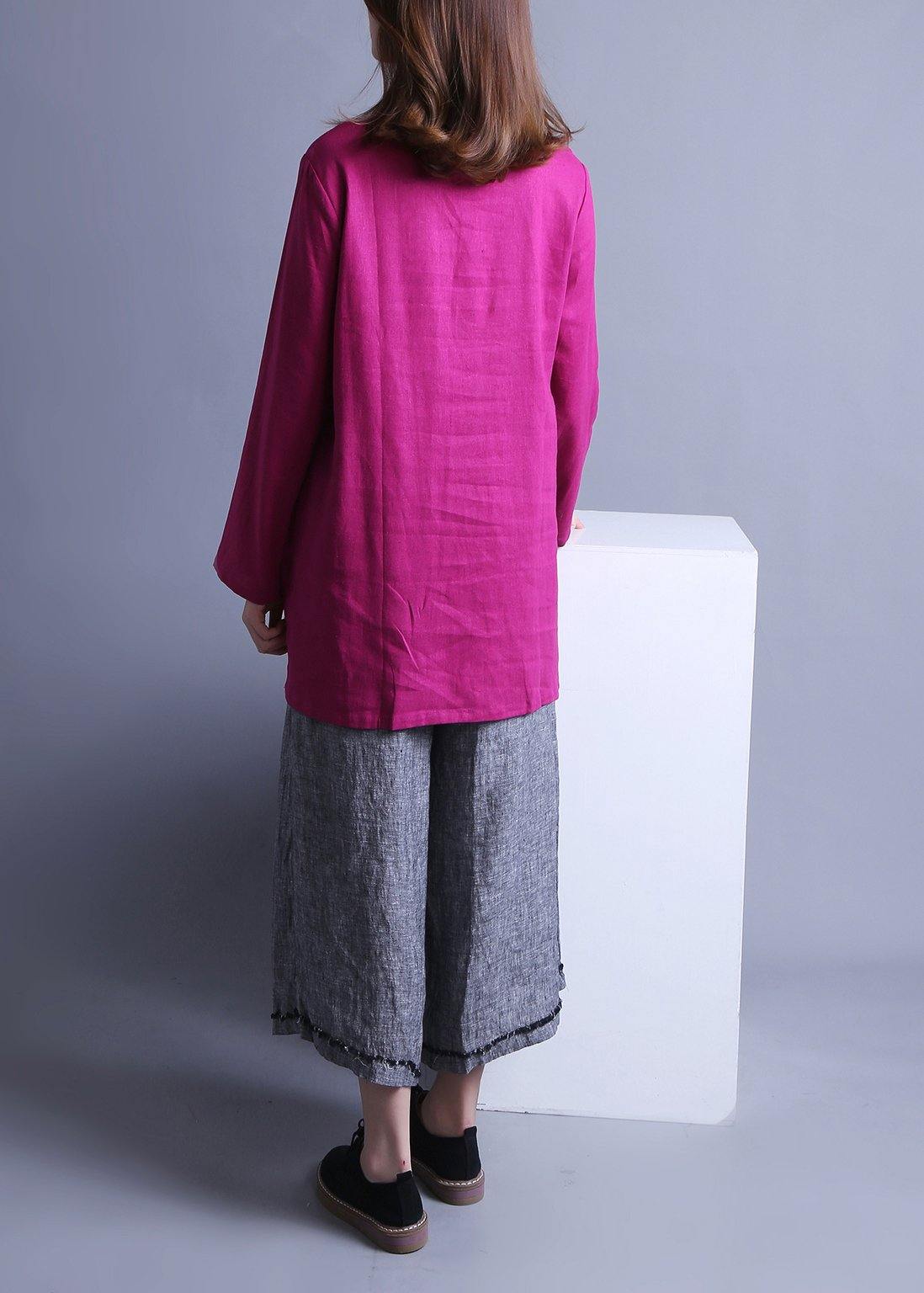Boho low high design Chinese Button Spring Top