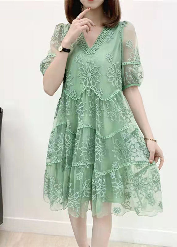 Pink Embroidery Chiffon Dress Patchwork Half Sleeve Two Piece Set Clothing
