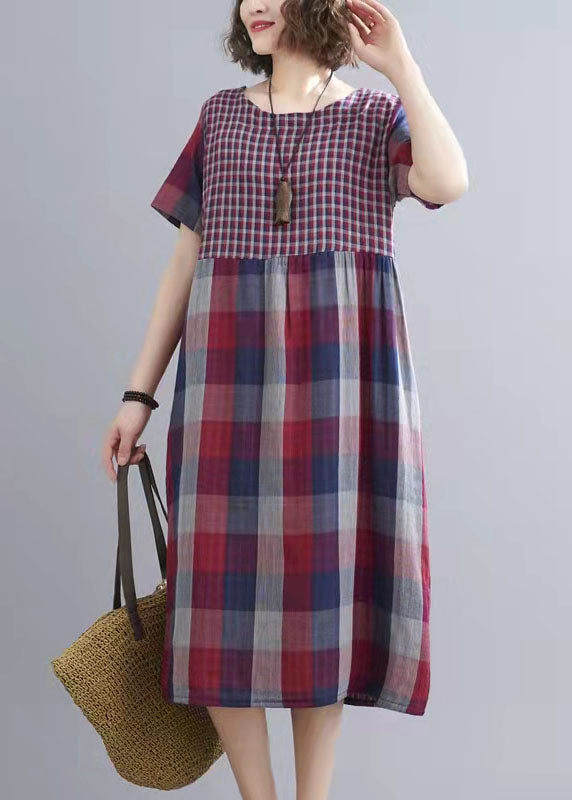 Yellow Plaid Pockets Patchwork Fall Holiday Dress Long Sleeve