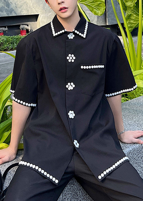 Boutique Black Button Original Design Cotton Shirts Summer
