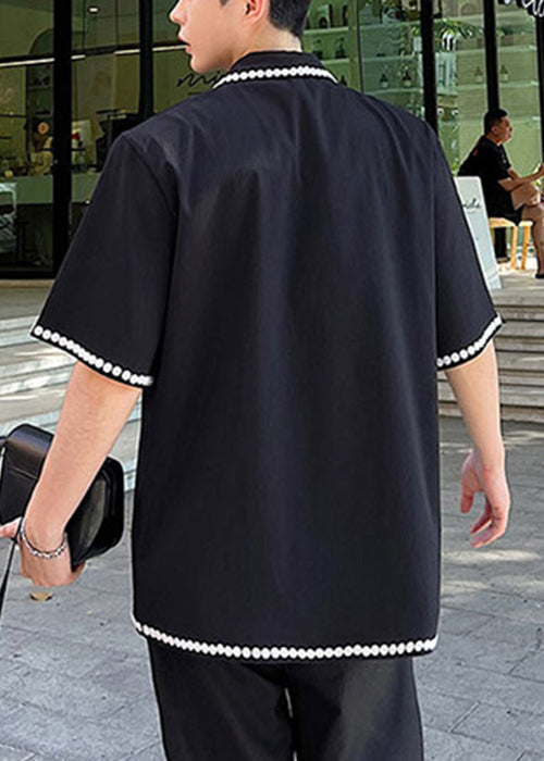 Boutique Black Button Original Design Cotton Shirts Summer