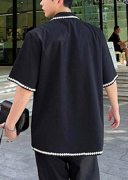 Boutique Black Button Original Design Cotton Shirts Summer