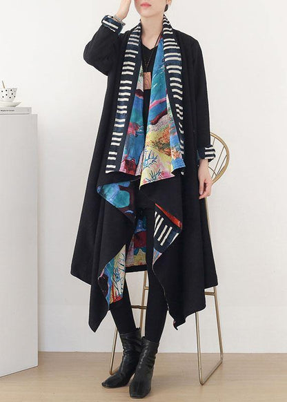Boutique Black Green Retro Print Fall Cardigan Long Sleeve