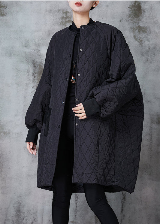 Boutique Black Oversized Patchwork Fine Cotton Filled Jacket in Winter